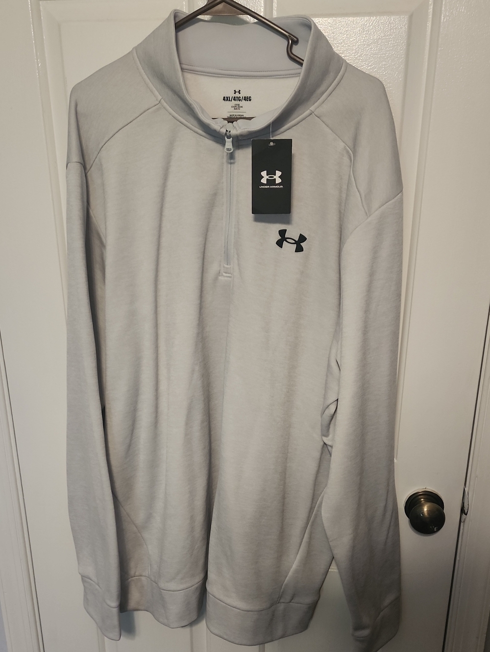 Under Armour Light Gray 1/4 Zip Pullover with Black Logo